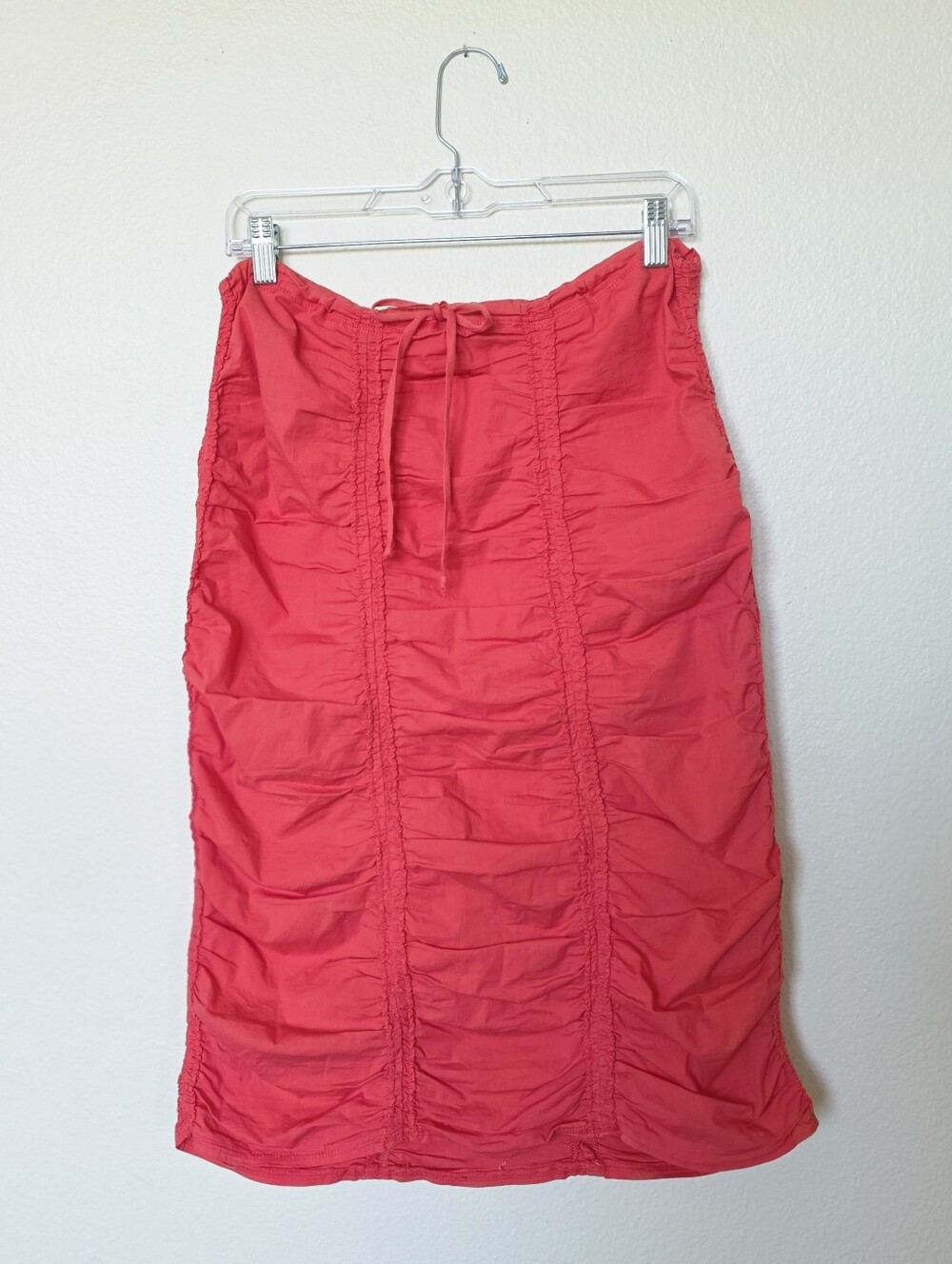 XCVI Coral Pink Ruched Midi Skirt - XS